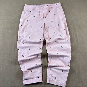 Talbots Pink Embroidered puppy Chino Pants